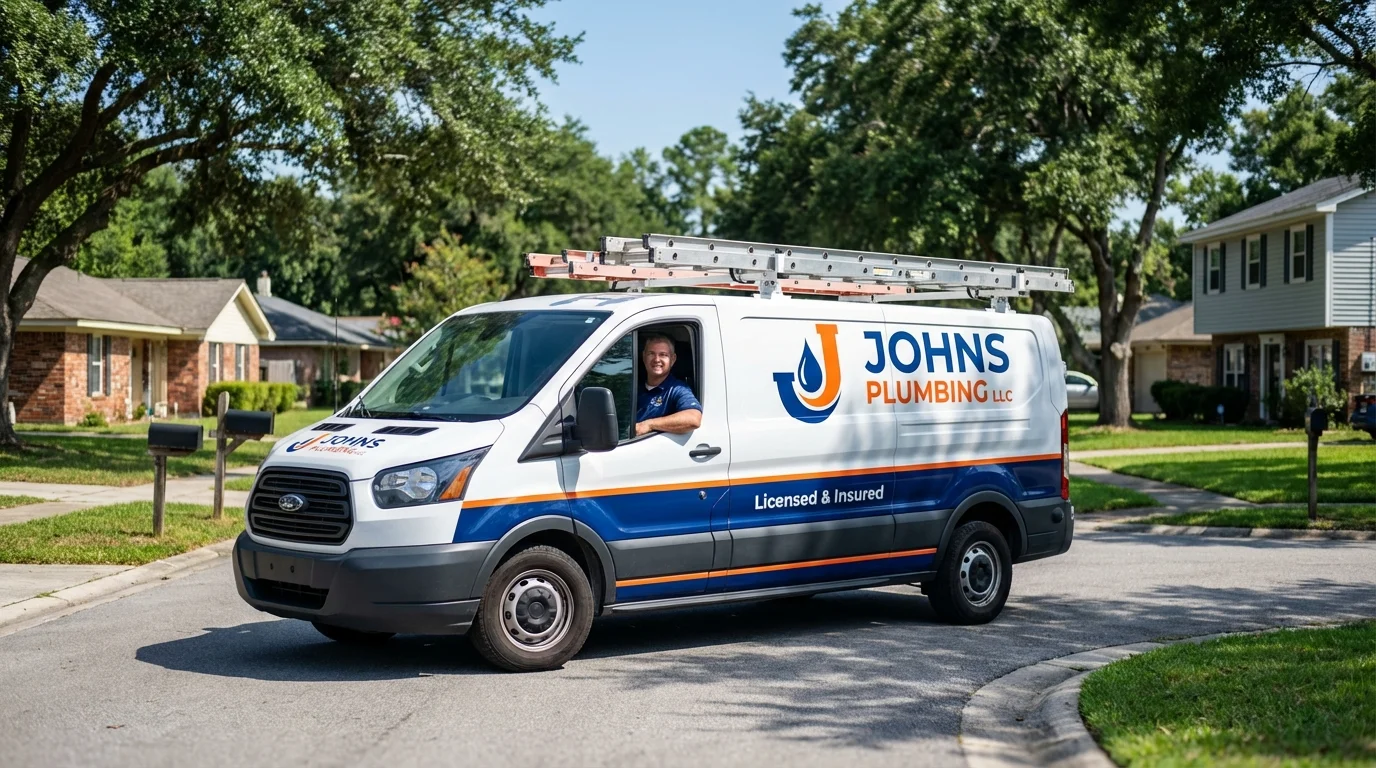 Johns Plumbing LLC service van in Philadelphia, MS