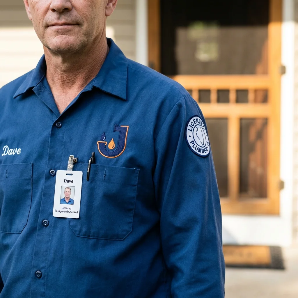 Licensed plumber showing ID badge in Philadelphia, MS